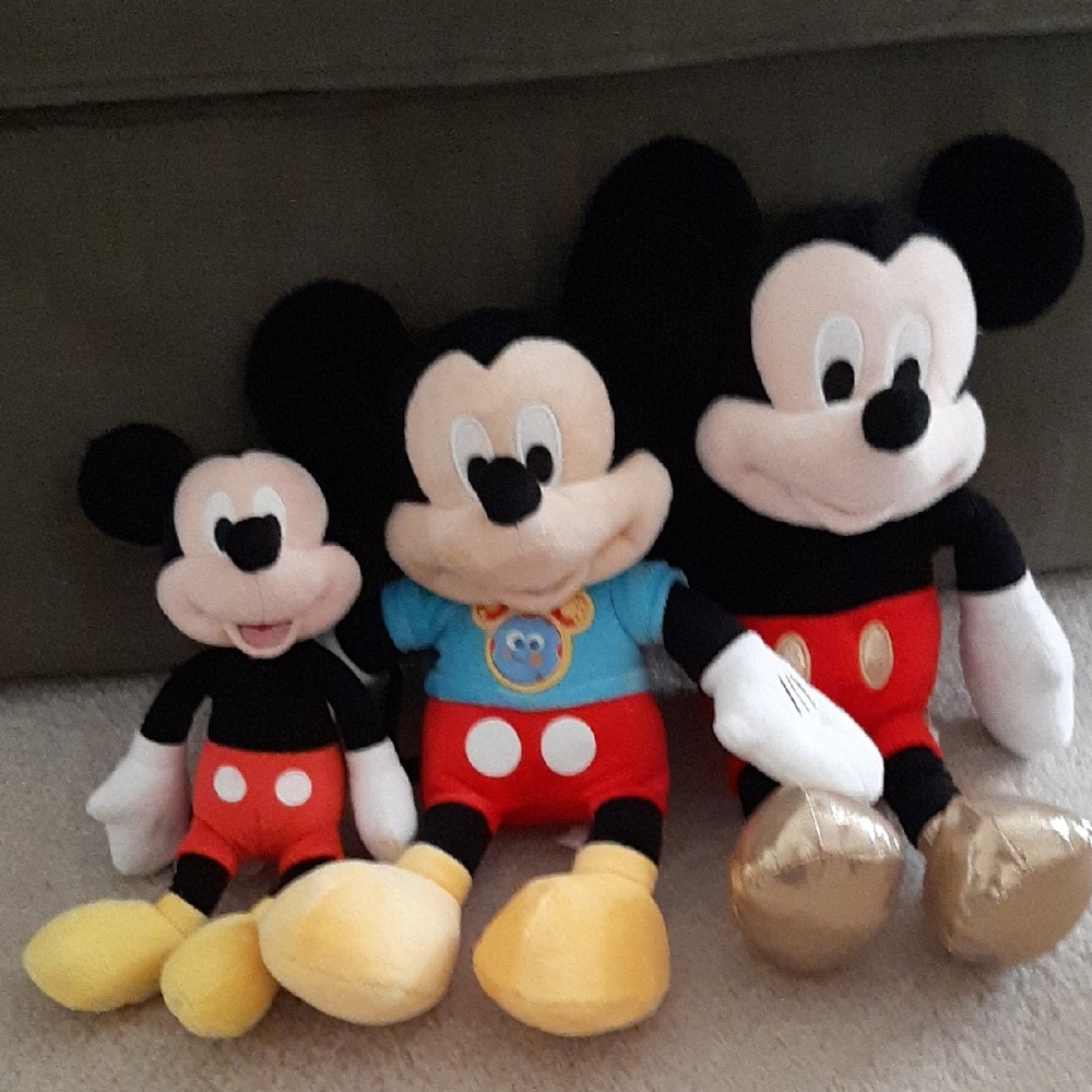 3 Stuffed Mickey Mouse Plush Toys
